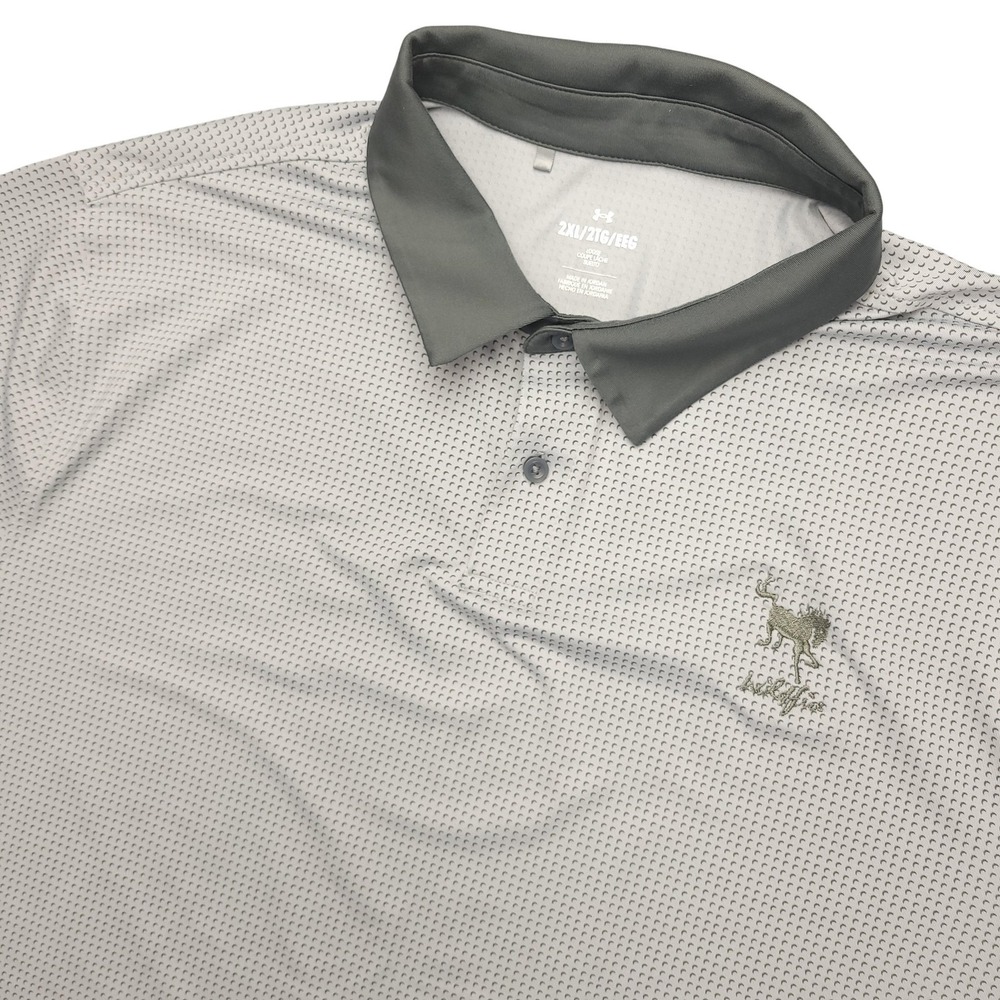 Under Armour Polo Shirt Mens 2XL Gray Wildfire Golf Performance Stretch Top‎